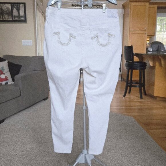 True Religion sz 38 Jennie Curvy mid rise skinny white jeans - Picture 2 of 7